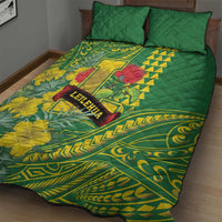 Hawaii Leilehua High School Quilt Bed Set Tribal Tattoo With Hibiscus Flowers LT05 - Polynesian Pride