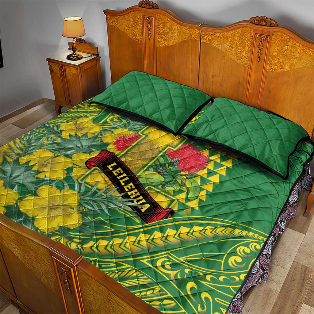 Hawaii Leilehua High School Quilt Bed Set Tribal Tattoo With Hibiscus Flowers LT05 - Polynesian Pride
