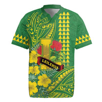 Personalised Hawaii Leilehua High School Rugby Jersey Tribal Tattoo With Hibiscus Flowers