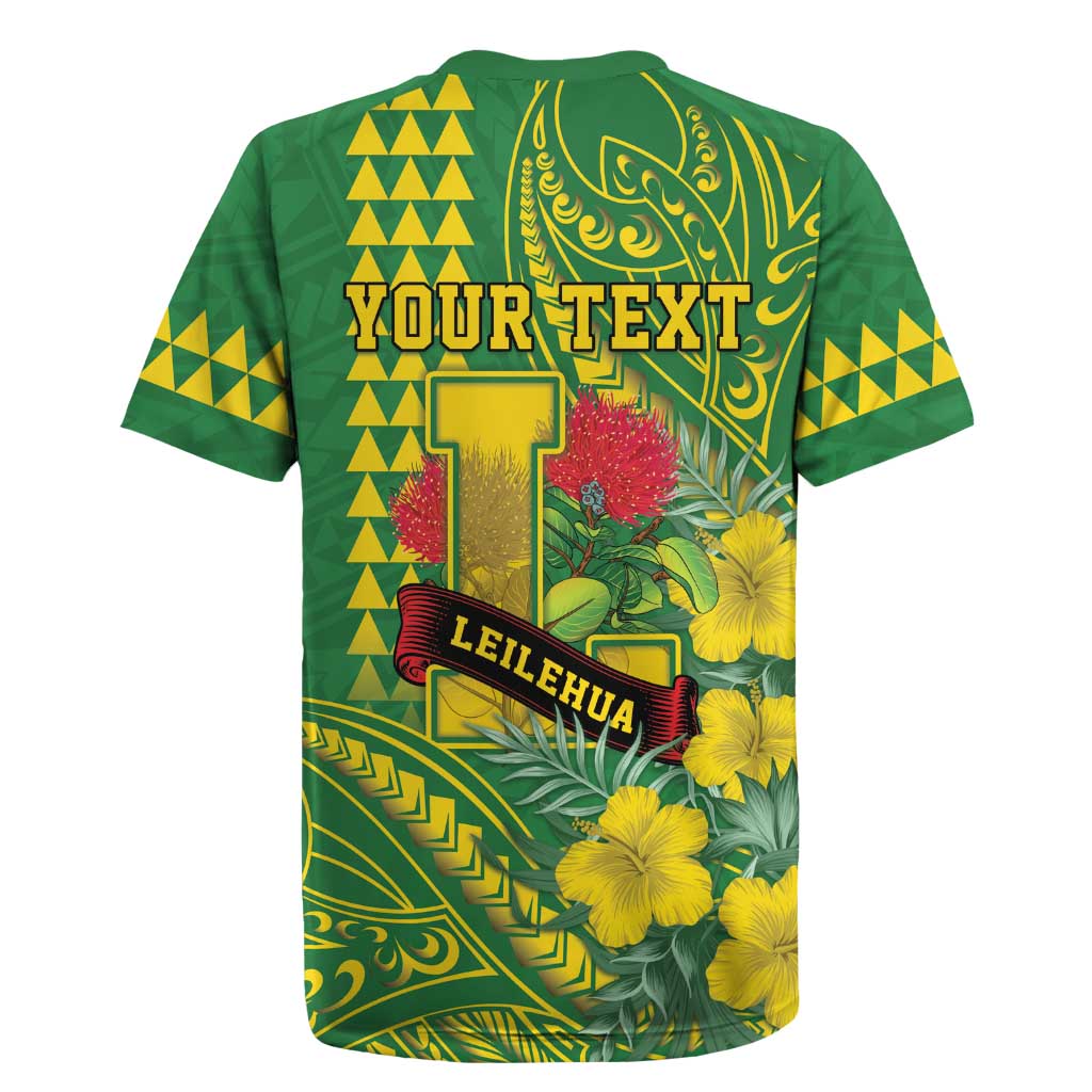 Personalised Hawaii Leilehua High School Rugby Jersey Tribal Tattoo With Hibiscus Flowers