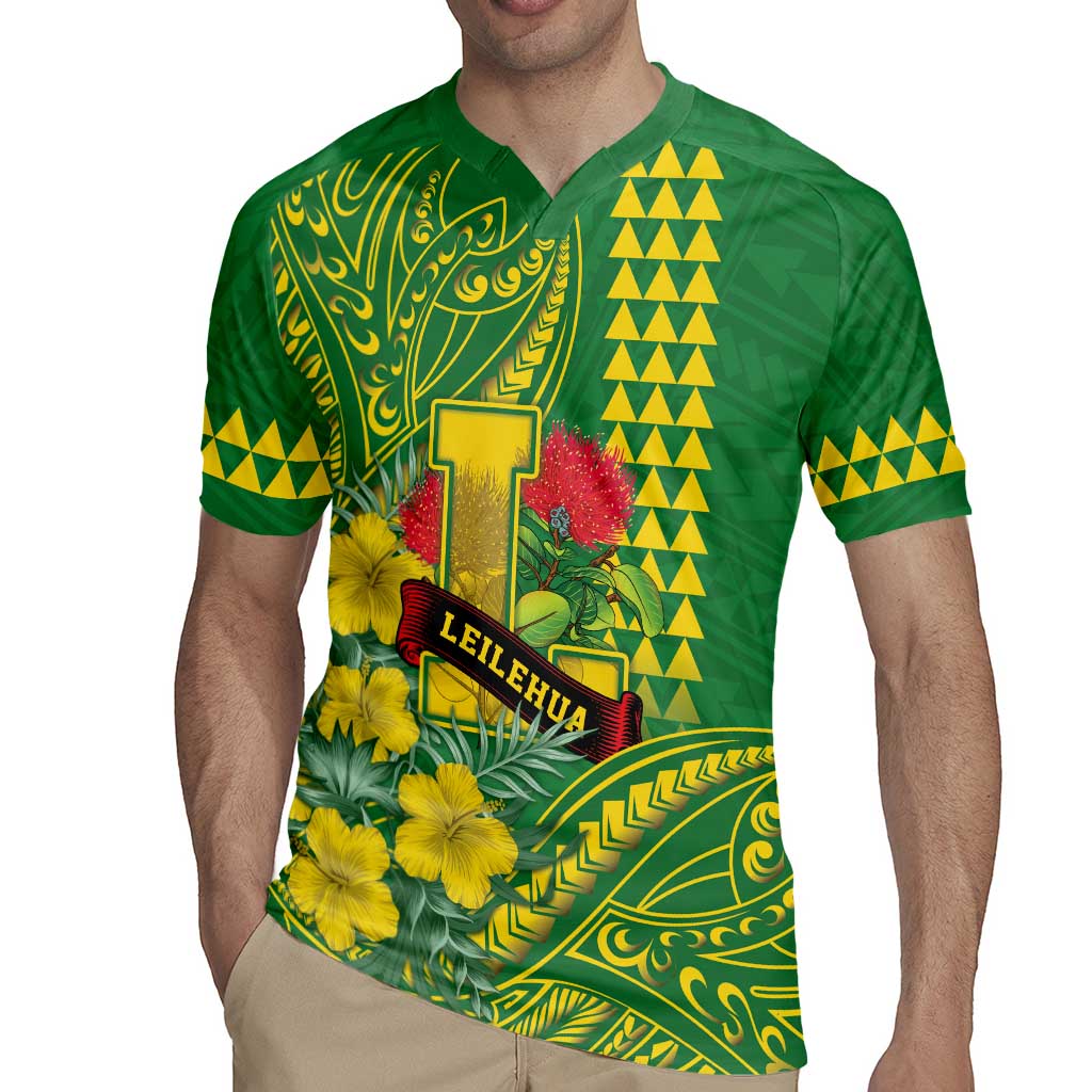 Personalised Hawaii Leilehua High School Rugby Jersey Tribal Tattoo With Hibiscus Flowers