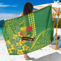 Hawaii Leilehua High School Sarong Tribal Tattoo With Hibiscus Flowers LT05 One Size 44 x 66 inches Green - Polynesian Pride