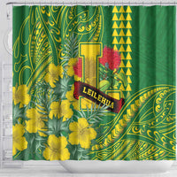 Hawaii Leilehua High School Shower Curtain Tribal Tattoo With Hibiscus Flowers