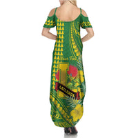 Personalised Hawaii Leilehua High School Summer Maxi Dress Tribal Tattoo With Hibiscus Flowers