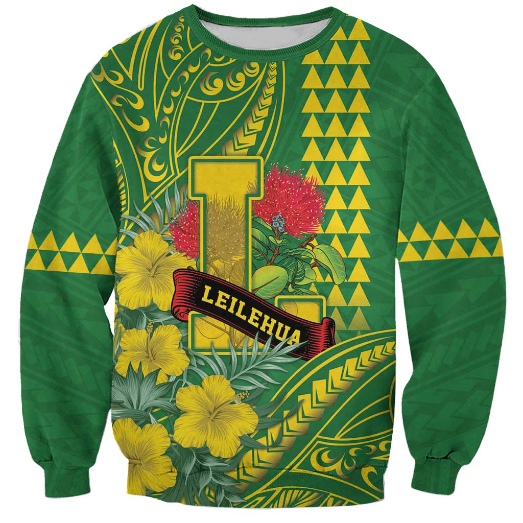 Personalised Hawaii Leilehua High School Sweatshirt Tribal Tattoo With Hibiscus Flowers