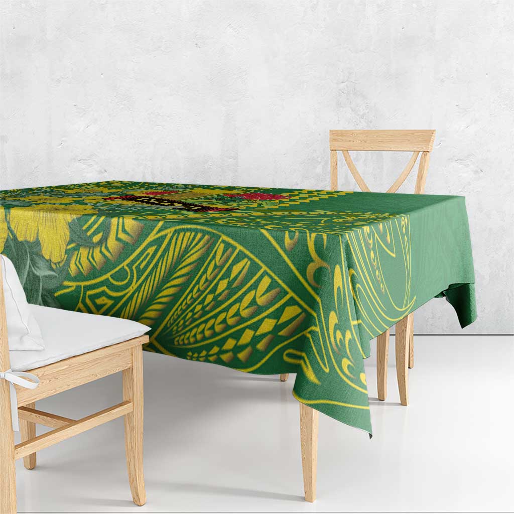Hawaii Leilehua High School Tablecloth Tribal Tattoo With Hibiscus Flowers