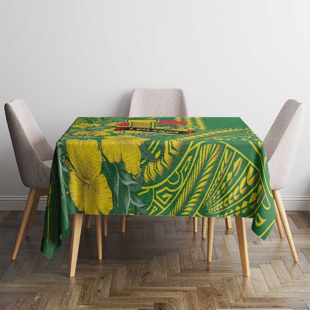 Hawaii Leilehua High School Tablecloth Tribal Tattoo With Hibiscus Flowers