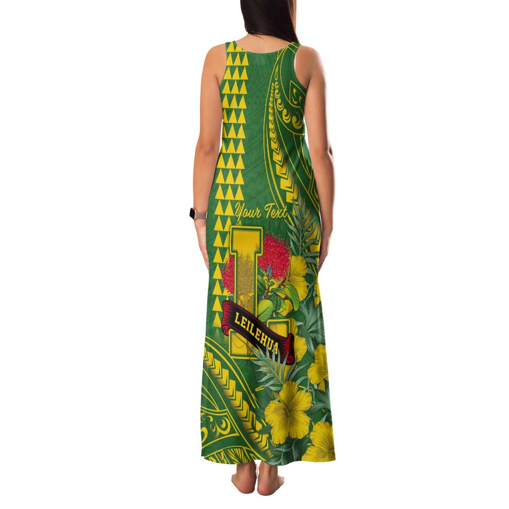 Personalised Hawaii Leilehua High School Tank Maxi Dress Tribal Tattoo With Hibiscus Flowers