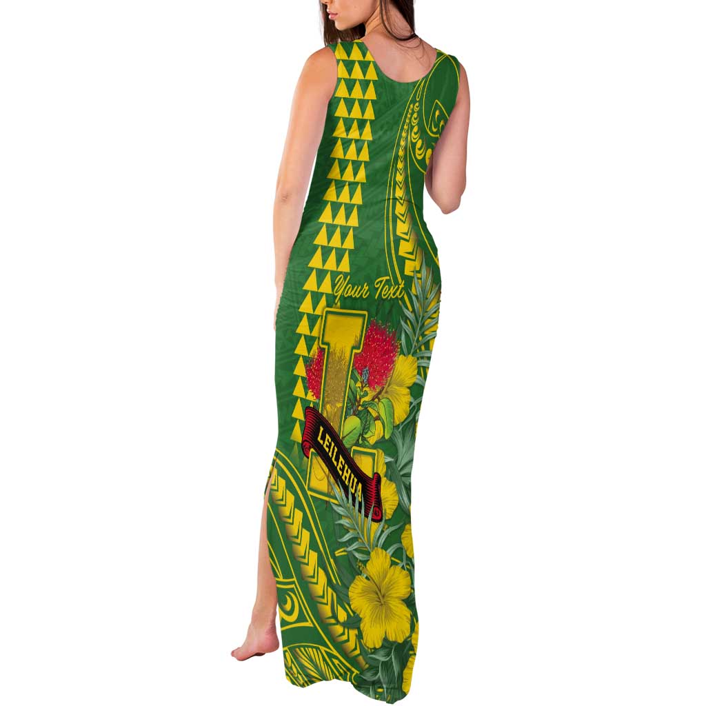 Personalised Hawaii Leilehua High School Tank Maxi Dress Tribal Tattoo With Hibiscus Flowers
