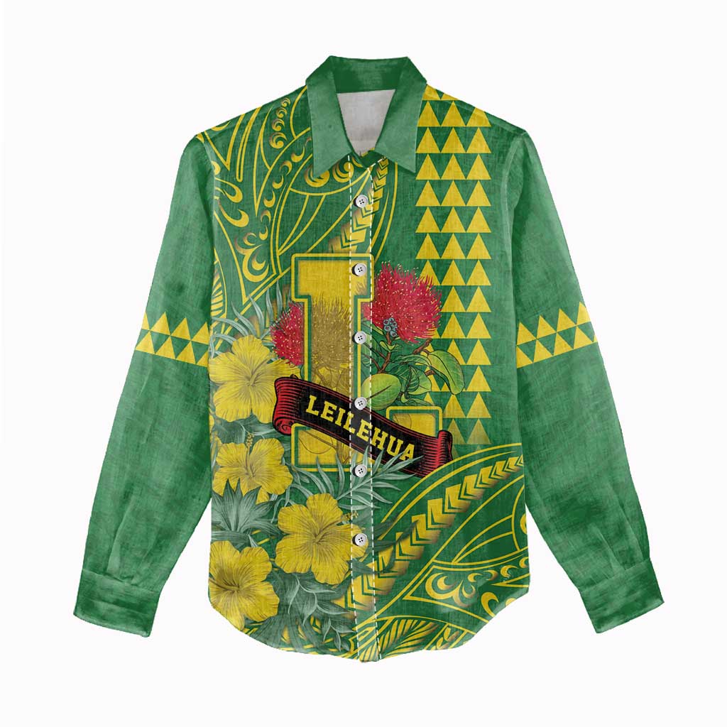 Personalised Hawaii Leilehua High School Women Casual Shirt Tribal Tattoo With Hibiscus Flowers