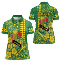 Personalised Hawaii Leilehua High School Women Polo Shirt Tribal Tattoo With Hibiscus Flowers