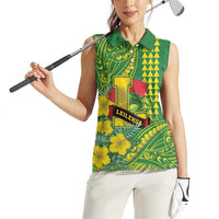 Personalised Hawaii Leilehua High School Women Sleeveless Polo Shirt Tribal Tattoo With Hibiscus Flowers