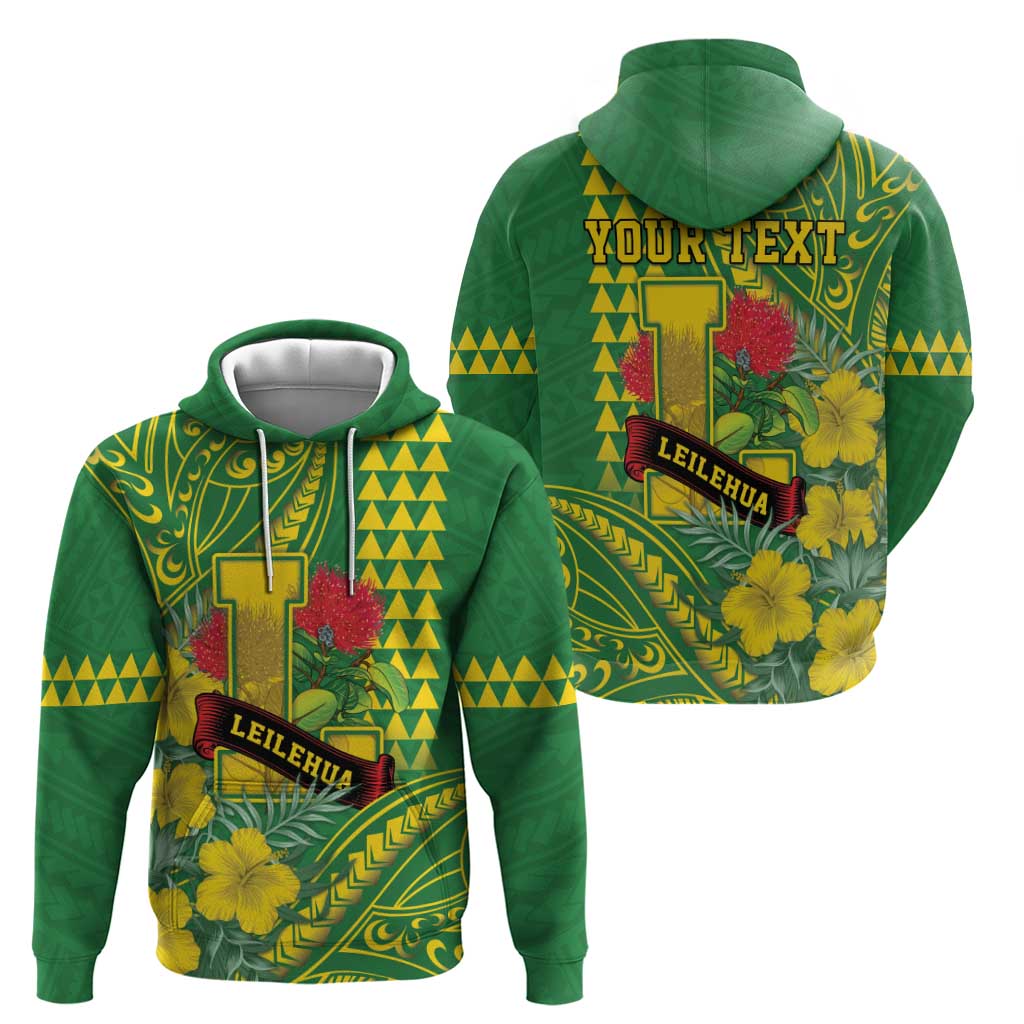 Personalised Hawaii Leilehua High School Zip Hoodie Tribal Tattoo With Hibiscus Flowers
