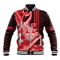 Personalised Hawaii Kalani High School Baseball Jacket Tribal Tattoo With Hibiscus Flowers