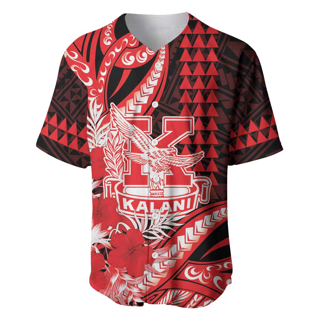 Personalised Hawaii Kalani High School Baseball Jersey Tribal Tattoo With Hibiscus Flowers