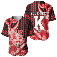 Personalised Hawaii Kalani High School Baseball Jersey Tribal Tattoo With Hibiscus Flowers