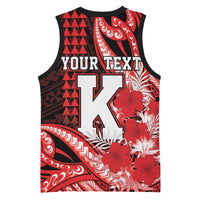 Personalised Hawaii Kalani High School Basketball Jersey Tribal Tattoo With Hibiscus Flowers