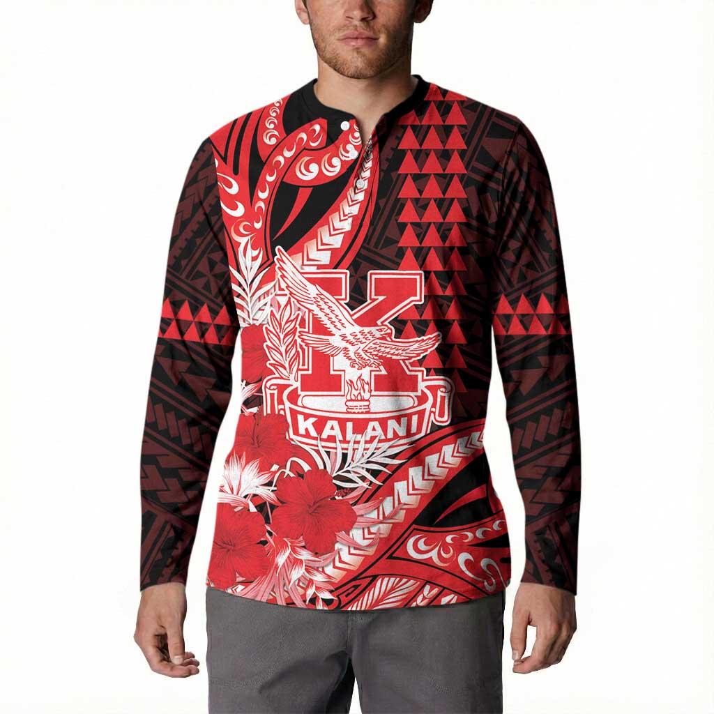 Personalised Hawaii Kalani High School Button Sweatshirt Tribal Tattoo With Hibiscus Flowers