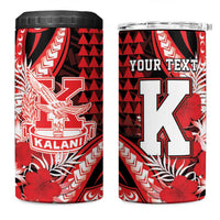 Personalised Hawaii Kalani High School 4 in 1 Can Cooler Tumbler Tribal Tattoo With Hibiscus Flowers