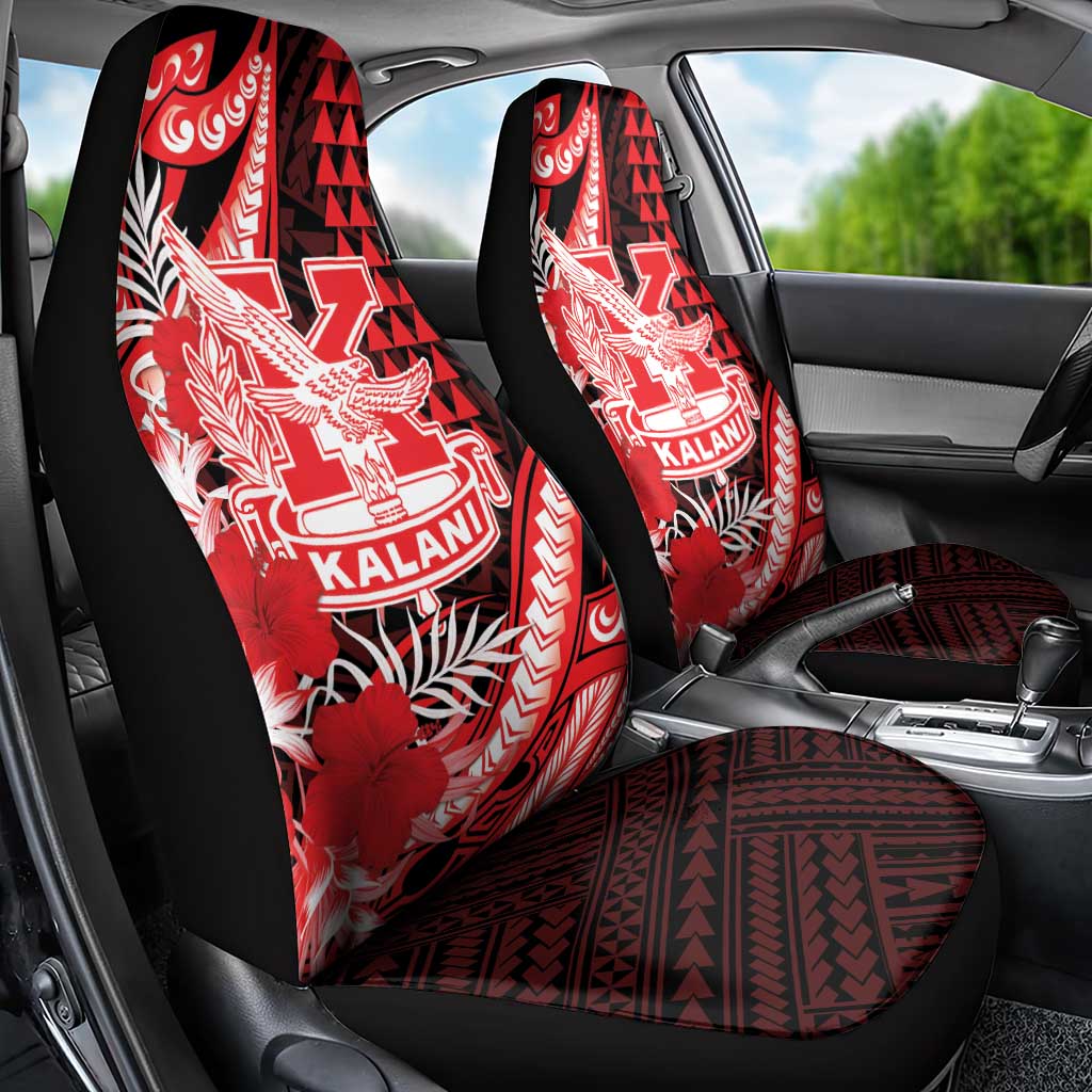 Hawaii Kalani High School Car Seat Cover Tribal Tattoo With Hibiscus Flowers