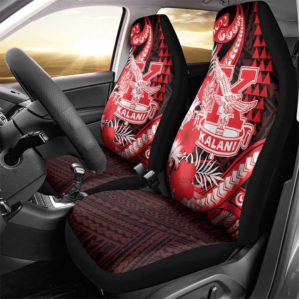 Hawaii Kalani High School Car Seat Cover Tribal Tattoo With Hibiscus Flowers