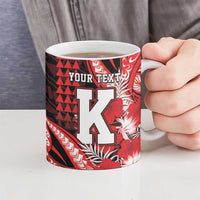 Personalised Hawaii Kalani High School Ceramic Mug Tribal Tattoo With Hibiscus Flowers