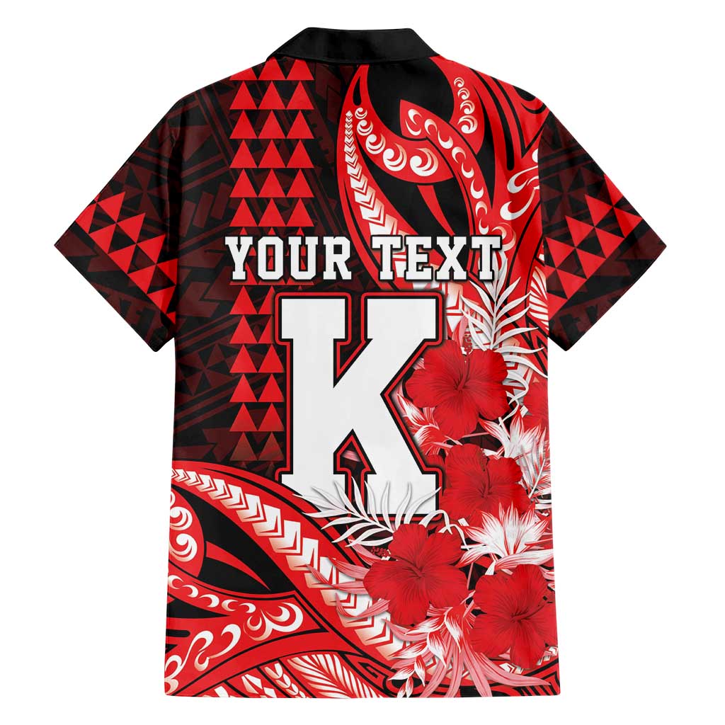 Personalised Hawaii Kalani High School Family Matching Long Sleeve Bodycon Dress and Hawaiian Shirt Tribal Tattoo With Hibiscus Flowers