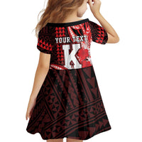 Personalised Hawaii Kalani High School Family Matching Off The Shoulder Long Sleeve Dress and Hawaiian Shirt Tribal Tattoo With Hibiscus Flowers