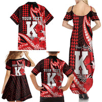 Personalised Hawaii Kalani High School Family Matching Summer Maxi Dress and Hawaiian Shirt Tribal Tattoo With Hibiscus Flowers