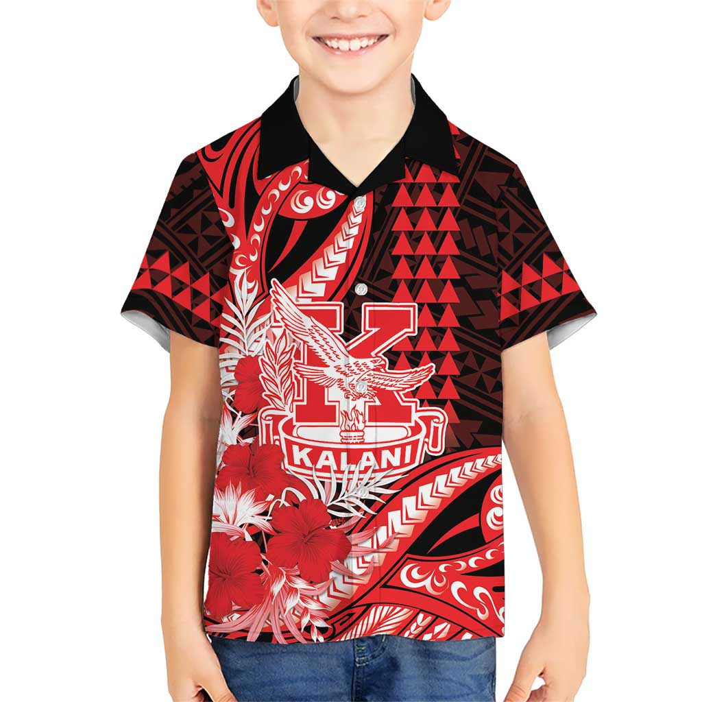 Personalised Hawaii Kalani High School Family Matching Tank Maxi Dress and Hawaiian Shirt Tribal Tattoo With Hibiscus Flowers