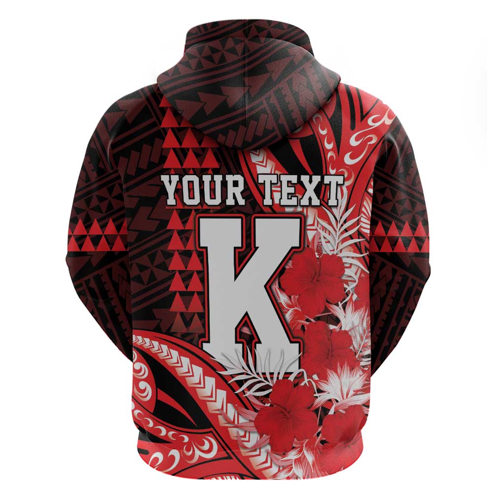 Personalised Hawaii Kalani High School Hoodie Tribal Tattoo With Hibiscus Flowers