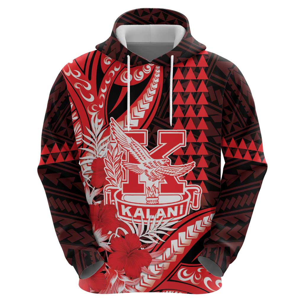 Personalised Hawaii Kalani High School Hoodie Tribal Tattoo With Hibiscus Flowers