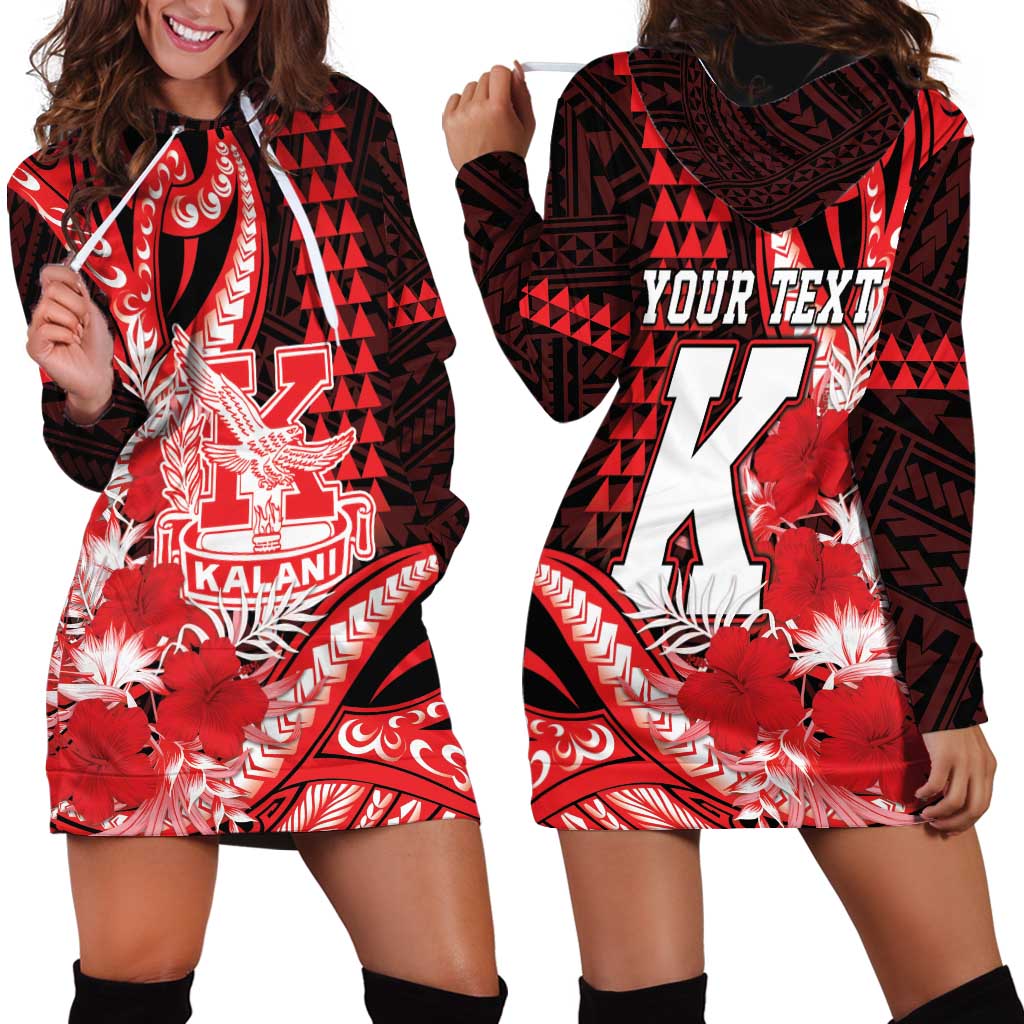 Personalised Hawaii Kalani High School Hoodie Dress Tribal Tattoo With Hibiscus Flowers