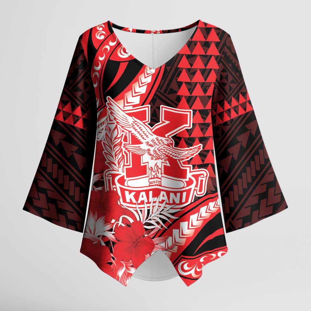 Personalised Hawaii Kalani High School Kimono Sleeve Blouse Tribal Tattoo With Hibiscus Flowers