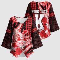 Personalised Hawaii Kalani High School Kimono Sleeve Blouse Tribal Tattoo With Hibiscus Flowers