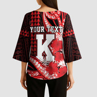 Personalised Hawaii Kalani High School Kimono Sleeve Blouse Tribal Tattoo With Hibiscus Flowers