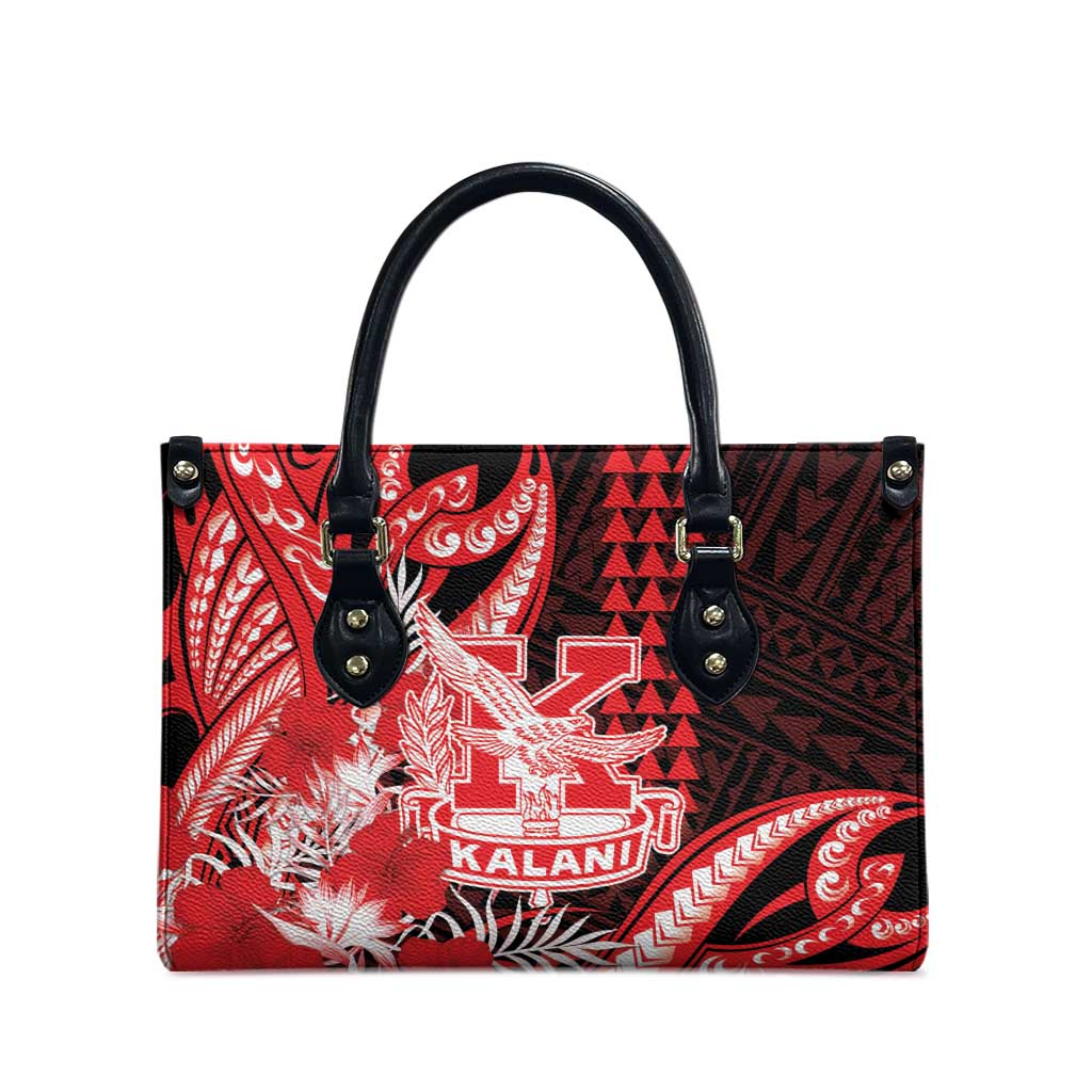 Hawaii Kalani High School Leather Bag Tribal Tattoo With Hibiscus Flowers