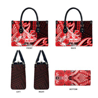 Hawaii Kalani High School Leather Bag Tribal Tattoo With Hibiscus Flowers