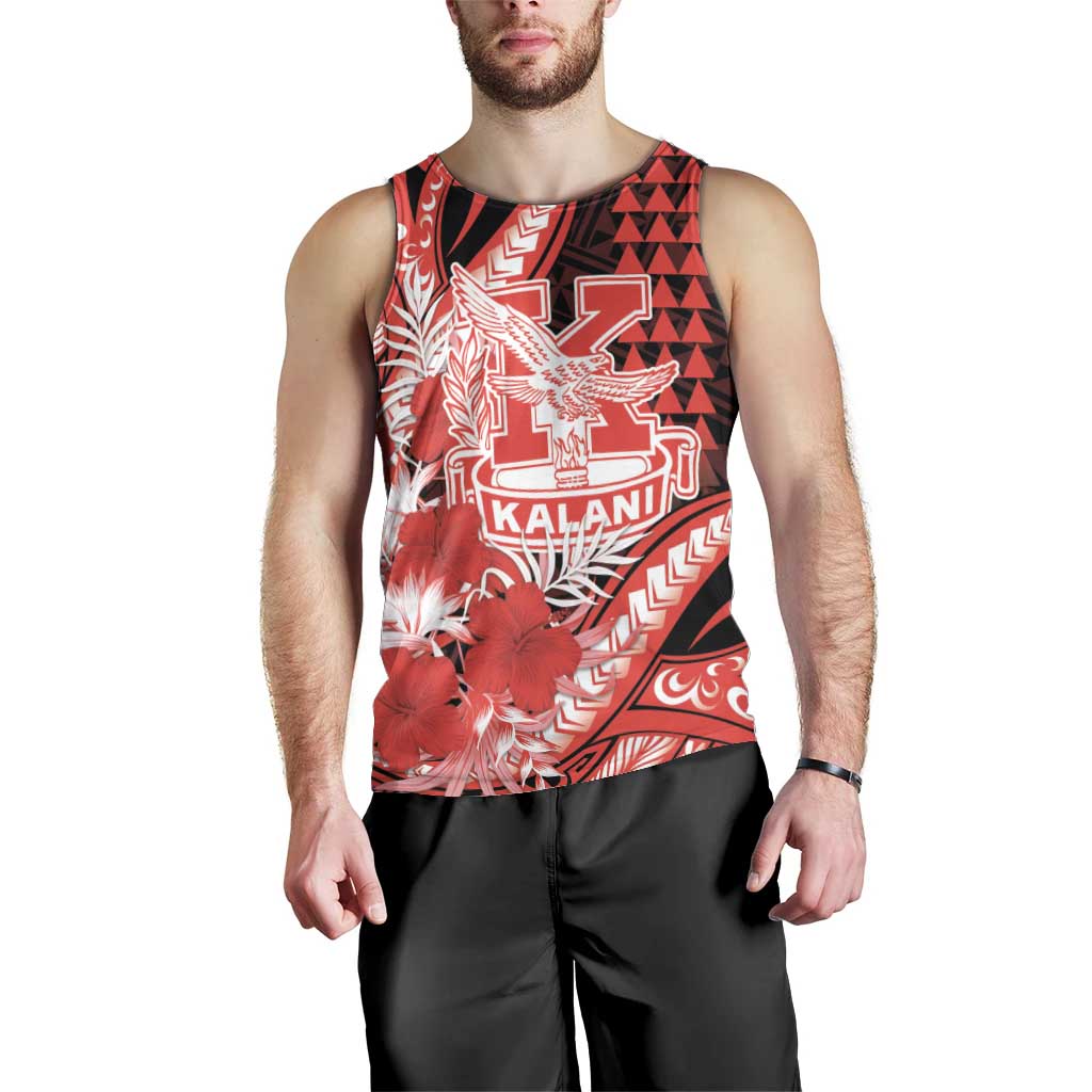Personalised Hawaii Kalani High School Men Tank Top Tribal Tattoo With Hibiscus Flowers LT05 - Polynesian Pride