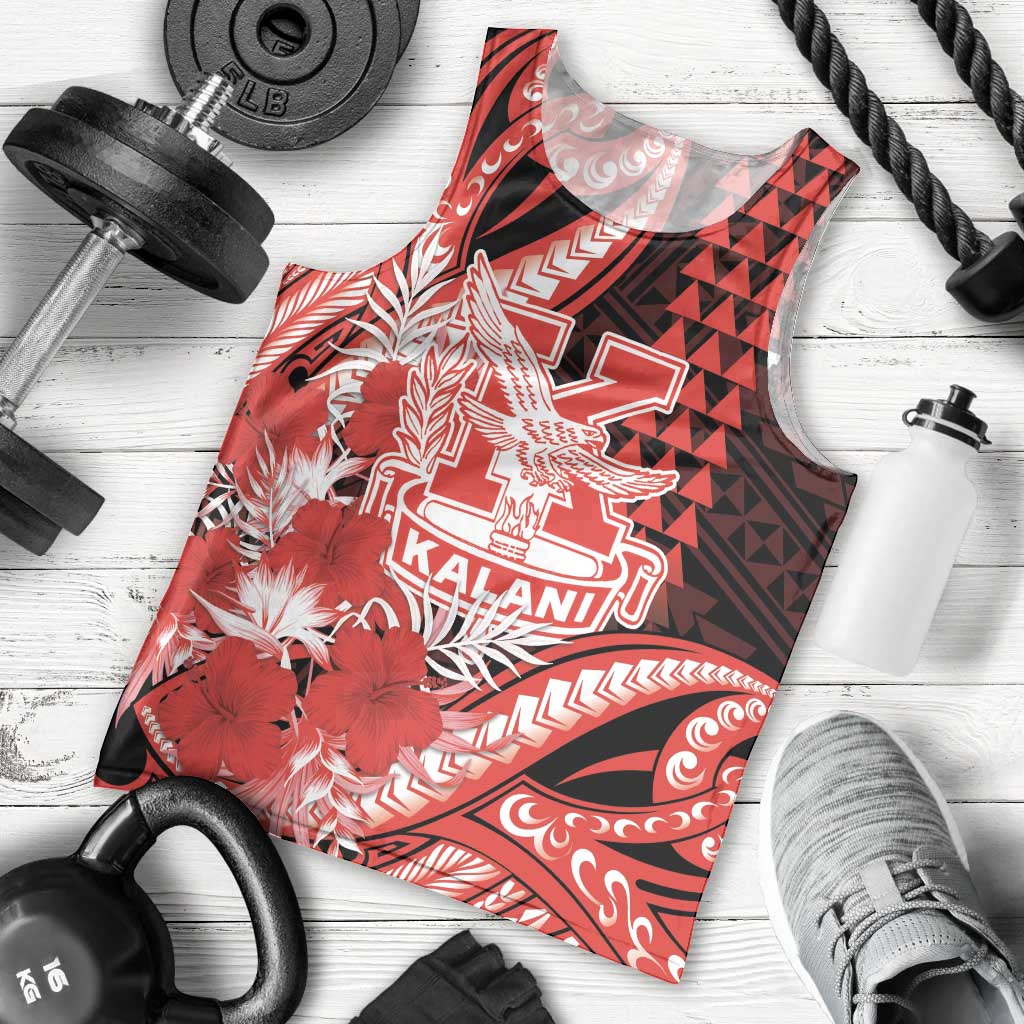 Personalised Hawaii Kalani High School Men Tank Top Tribal Tattoo With Hibiscus Flowers LT05 - Polynesian Pride