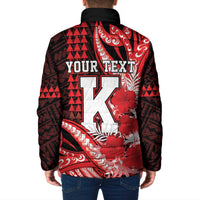 Personalised Hawaii Kalani High School Padded Jacket Tribal Tattoo With Hibiscus Flowers