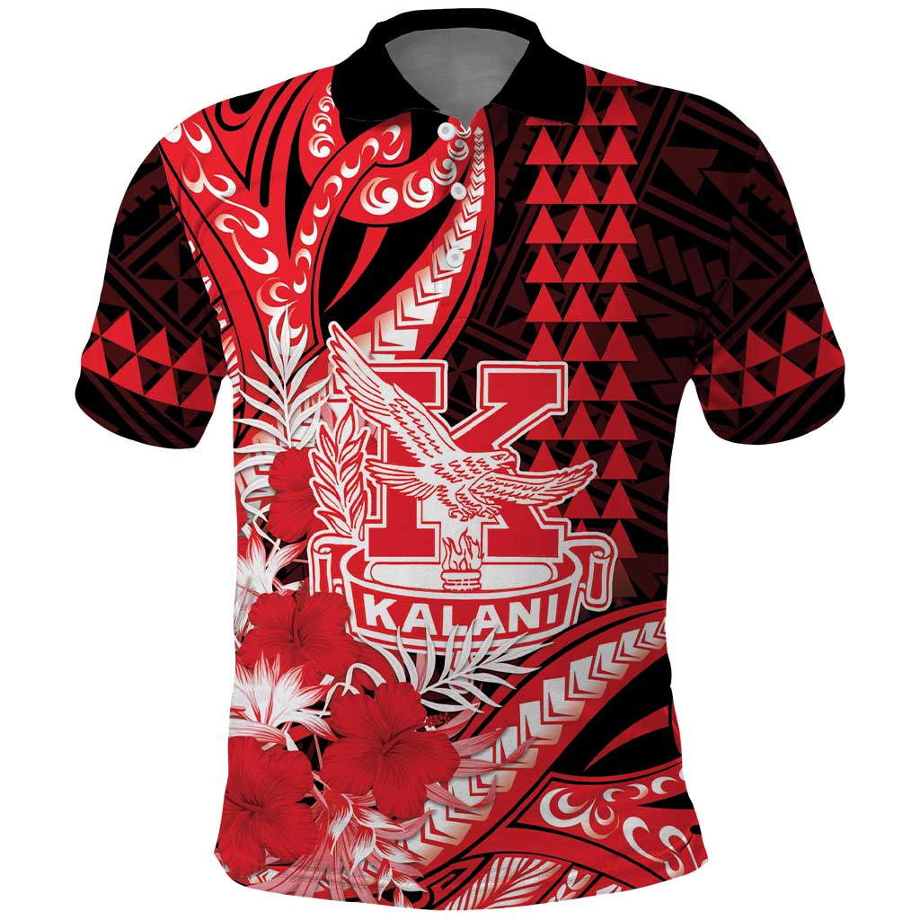 Personalised Hawaii Kalani High School Polo Shirt Tribal Tattoo With Hibiscus Flowers