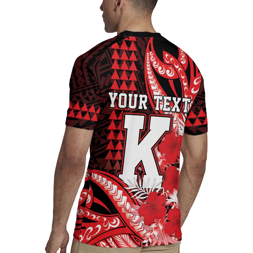 Personalised Hawaii Kalani High School Rugby Jersey Tribal Tattoo With Hibiscus Flowers