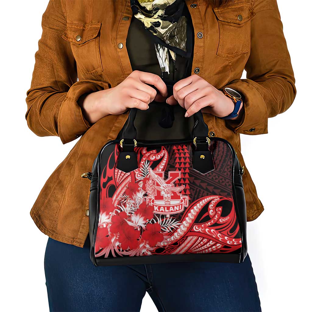 Hawaii Kalani High School Shoulder Handbag Tribal Tattoo With Hibiscus Flowers