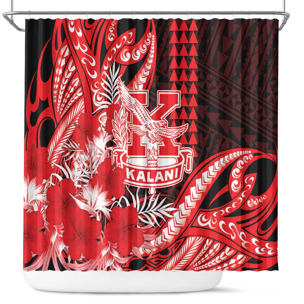 Hawaii Kalani High School Shower Curtain Tribal Tattoo With Hibiscus Flowers