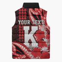 Personalised Hawaii Kalani High School Sleeveless Puffer Jacket Tribal Tattoo With Hibiscus Flowers LT05 - Polynesian Pride