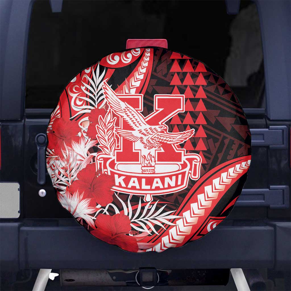 Hawaii Kalani High School Spare Tire Cover Tribal Tattoo With Hibiscus Flowers