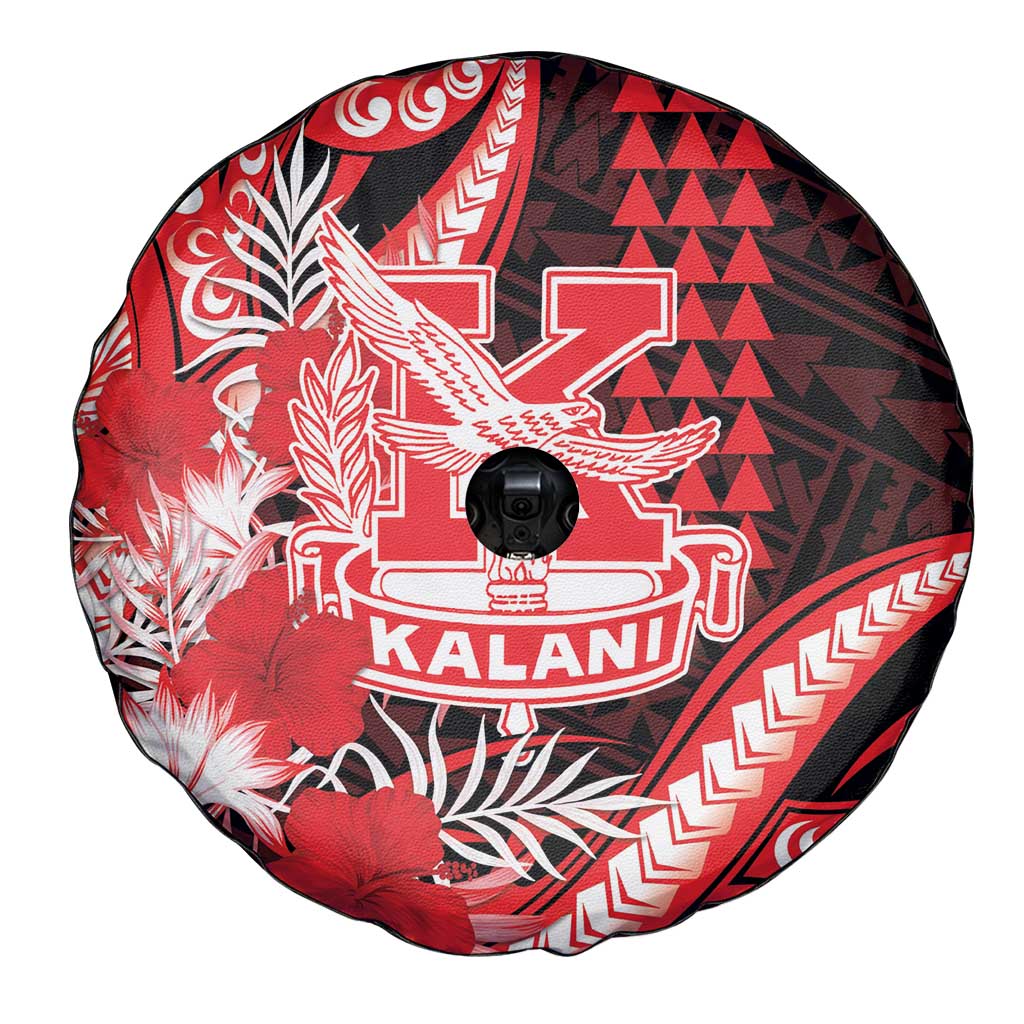 Hawaii Kalani High School Spare Tire Cover Tribal Tattoo With Hibiscus Flowers