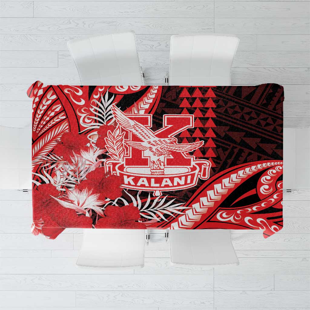 Hawaii Kalani High School Tablecloth Tribal Tattoo With Hibiscus Flowers LT05 Red - Polynesian Pride