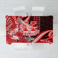 Hawaii Kalani High School Tablecloth Tribal Tattoo With Hibiscus Flowers LT05 Red - Polynesian Pride